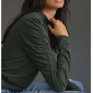 NWT Ruched Sleeve Forest Green Top Maeve Size Med